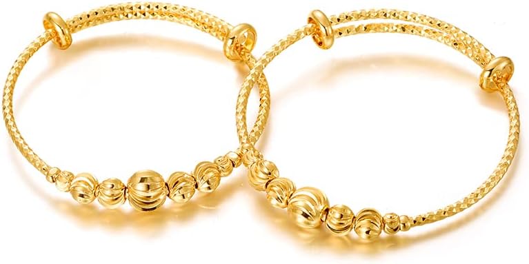 Ethlyn 2Pcs/Lot Kids Jewelry Gold Plated Adjustable Beads Bracelet Bangle Birthday Christmas Gifts for Girls 4years old - Image 1
